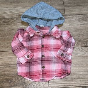 Old Navy Hooded Flannel Plaid Top 6-12m